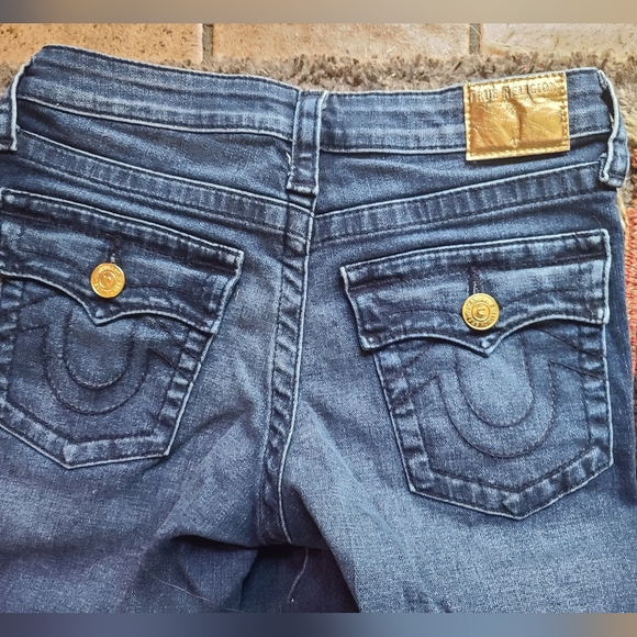True Religion unisex Slim/skinny straight leg jeans sz12 dark blue - Picture 6 of 7